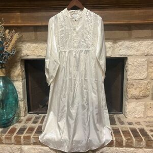 Erika Taylor Vintage Embroidered Lace Satin Long Nightgown